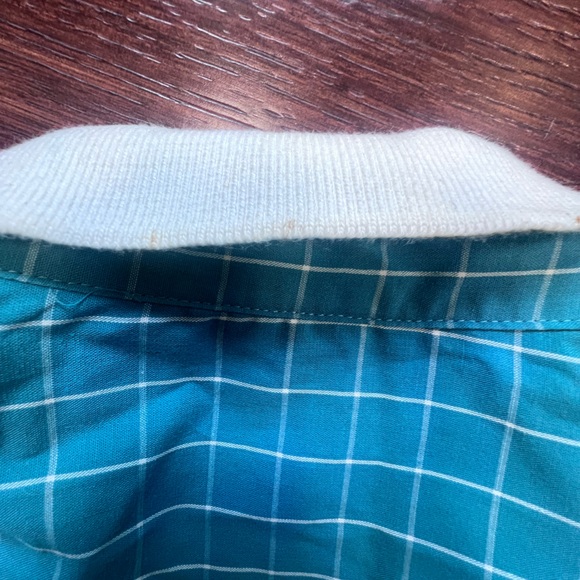 Vintage John Henry Blue Checkered Short Sleeve Button Down Shirt White Collar 8 - Picture 6 of 9